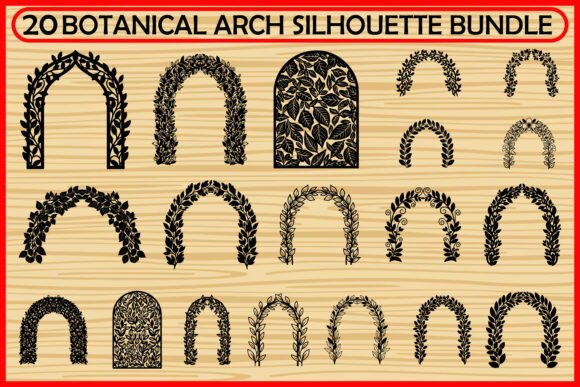 25 Botanical Arch Silhouette Bundle: Graphics & Illustrations for Local Branding