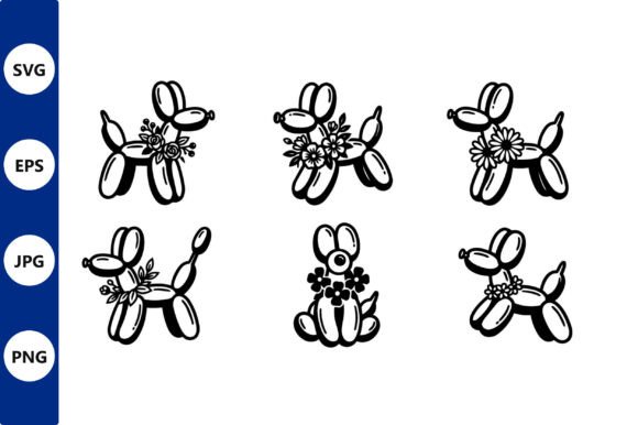Balloon Dog Floral Vector Art: Graphics & Illustrations