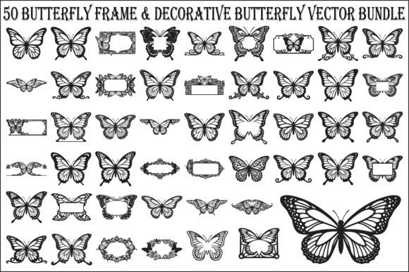Butterfly Frame Vector Bundle: Graphics & Illustrations for Handmade Creators