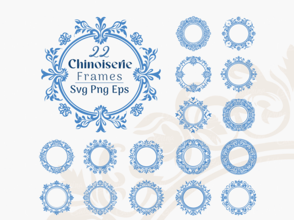Chinoiserie Frames SVG, PNG Bundle: Illustrations & Graphics