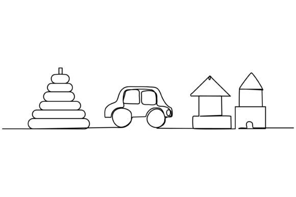 Continuous Line Design of Baby Toys: Graphics & Illustrations