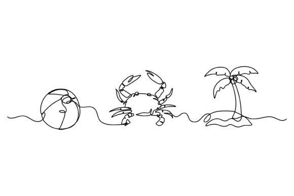 Continuous Line Design of Ball: Graphics & Illustrations