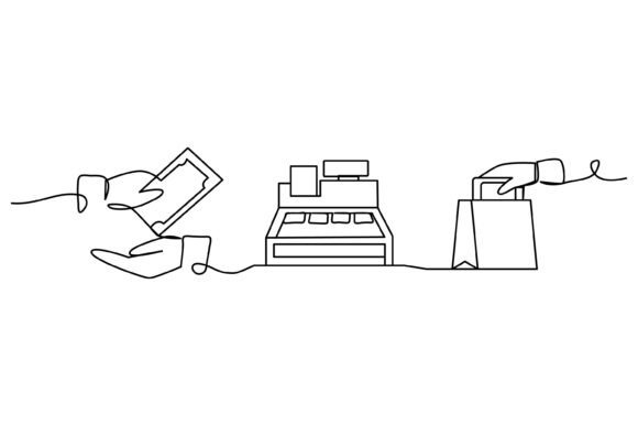 Continuous Line Design of Cash Graphics & Illustrations