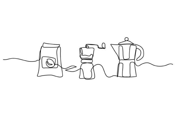 Continuous Line Design of Coffee: Graphics & Illustrations