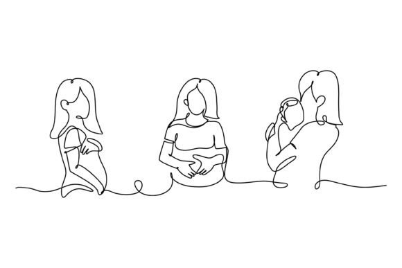 Continuous Line Design of Mother’s Graphics & Illustrations