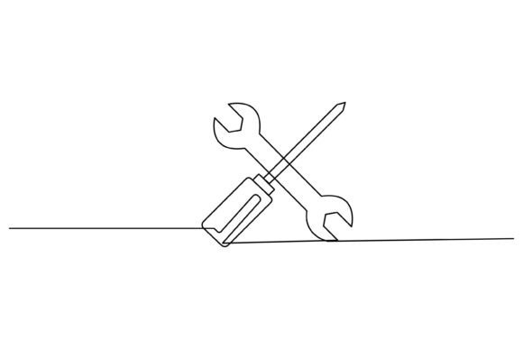 Continuous Line Screwdriver Graphics & Illustrations