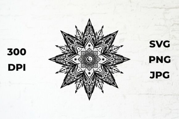 Detailed Black and White Mandala Graphics & Illustrations