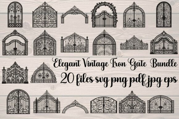Elegant Vintage Iron Gate Graphics & Illustrations