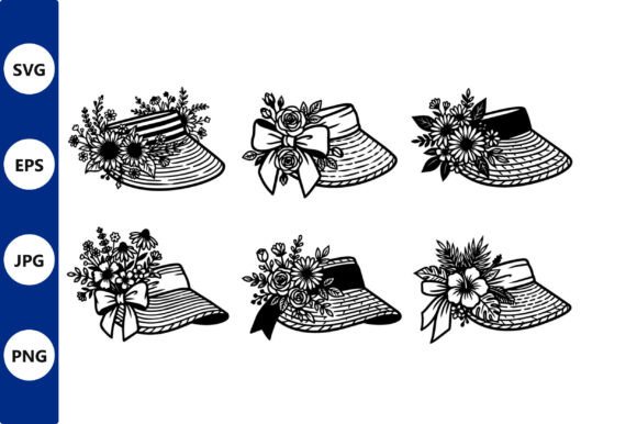 Floral Sun Hats Vector Set: Graphics & Illustrations