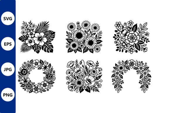 Floral Vector Bouquet Set for Craft: Graphics & Illustrations
