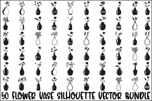 Flower Vase Silhouette Vector Bundle: Graphics & Illustrations