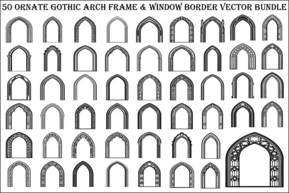 Gothic Arch Frame SVG Bundle: Graphics & Illustrations