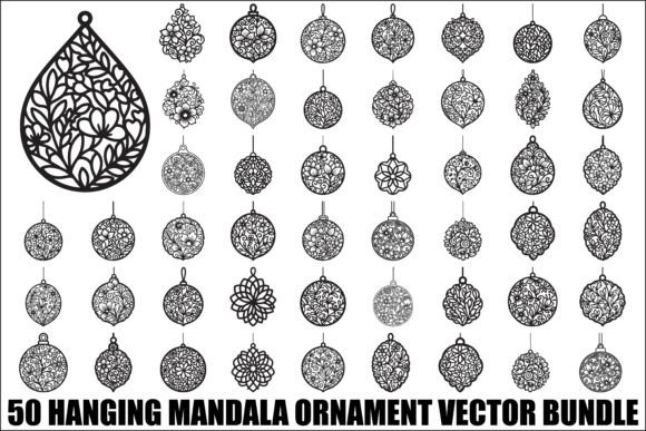 Hanging Mandala Ornament Vector Bundle: Graphics & Illustrations