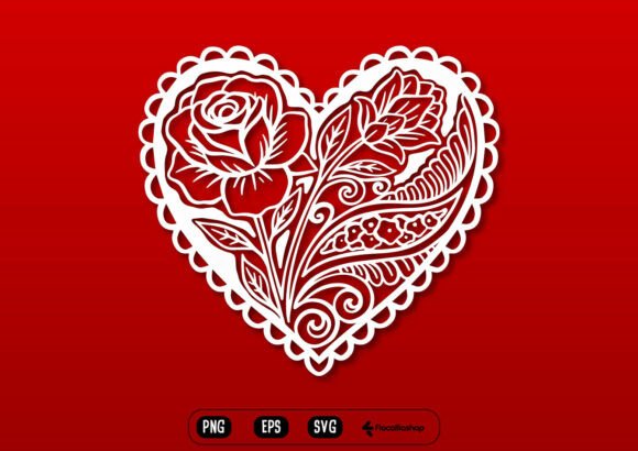 Intricate Valentine Rose Heart SVG: Graphics & Illustrations