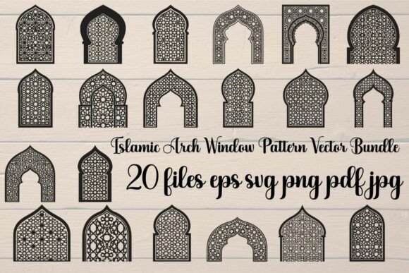 Islamic Arch Window Pattern Vector Graphics & Illustrations