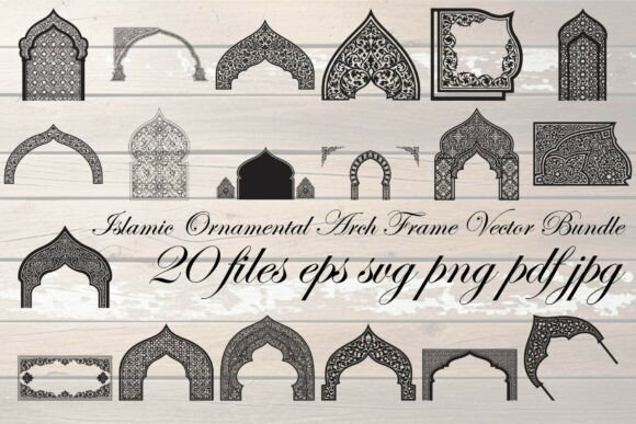 Islamic Ornamental Arch Frame Vector Graphics & Illustrations