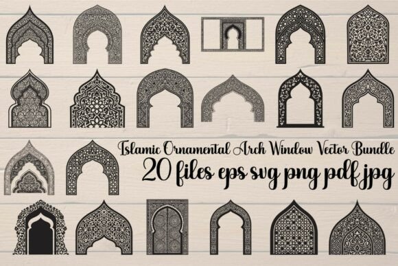 Islamic Ornamental Arch Window Vector: Graphics & Illustrations