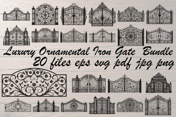Luxury Ornamental Iron Gate Bundle: Graphics & Illustrations