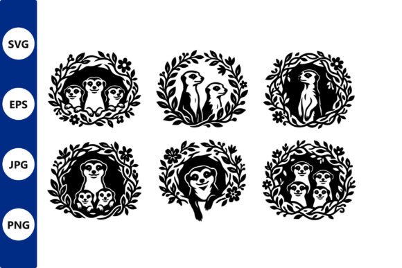 Meerkat Family Wreath Vector: Graphics & Illustrations