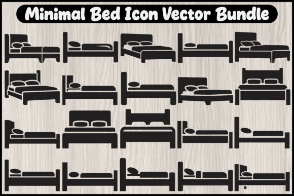 Minimal Bed Icon Vector Bundle: Graphics & Illustrations