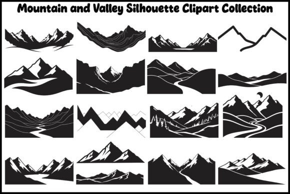 Minimal Mountain & Valley Clipart Bundle: Graphics & Illustrations