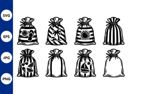 Patterned Bag Vector Line Art: Graphics & Illustrations