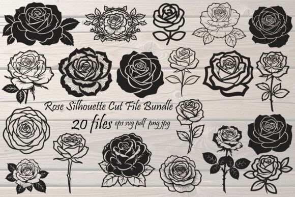 Rose Silhouette File Bundle: Graphics & Illustrations for Local Branding
