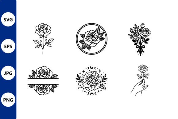 Rose Vector Collection: Black & White Graphics for Brand Illustrations