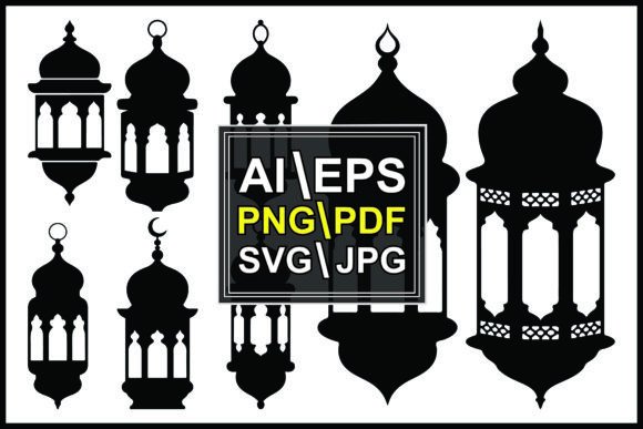 Silhouette Lanterns Graphics & Illustrations