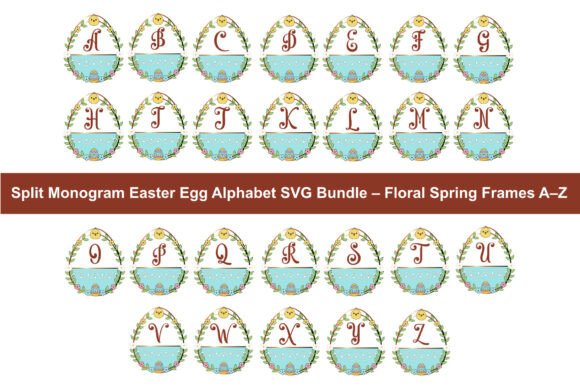 Split Monogram Easter Egg Alphabet SVGs: Graphics & Illustrations