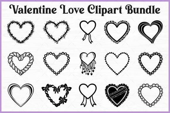 Valentine Love Heart SVG Clipart Set: Graphics & Illustrations