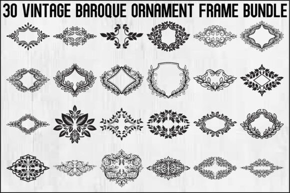 Vintage Baroque Ornament Frames: Elegant Graphics & Illustrations