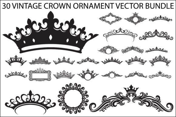 Vintage Crown Ornament Bundle: Graphics & Illustrations