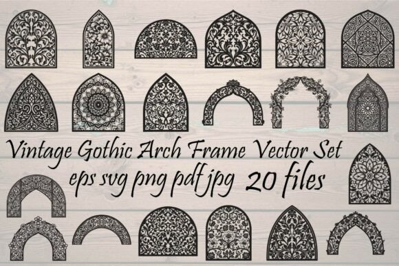 Vintage Gothic Arch Frame Bundle: Graphics & Illustrations