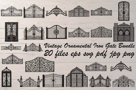 Vintage Ornamental Iron Gate Bundle: Graphics & Illustrations