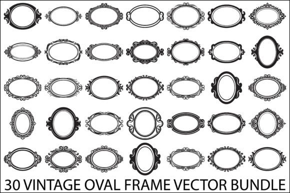 Vintage Oval Frame Vector Bundle: Graphics & Illustrations