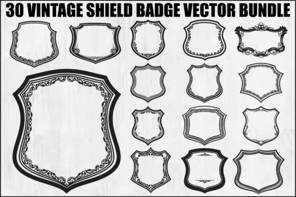 Vintage Shield Badge Vector Bundle