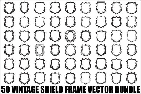 Vintage Shield Frame Vector Bundle: Graphics & Illustrations