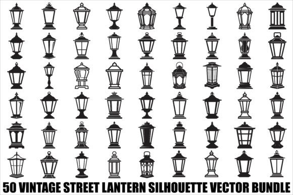 Vintage Street Lantern Silhouette Bundle: Graphics & Illustrations